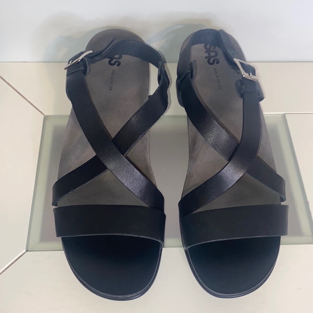 SAS Nouveau Black Leather Open Toe Casual Slingback Sandal-Women’s Sz 10.5M-NWOB - Picture 7 of 16